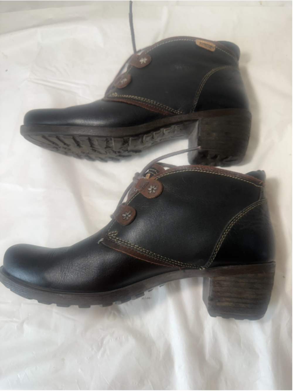 Pikolinos Le Mans BLACK Leather Block Heel Ankle Boots Size EU 38 US 7.5 - Picture 6 of 12